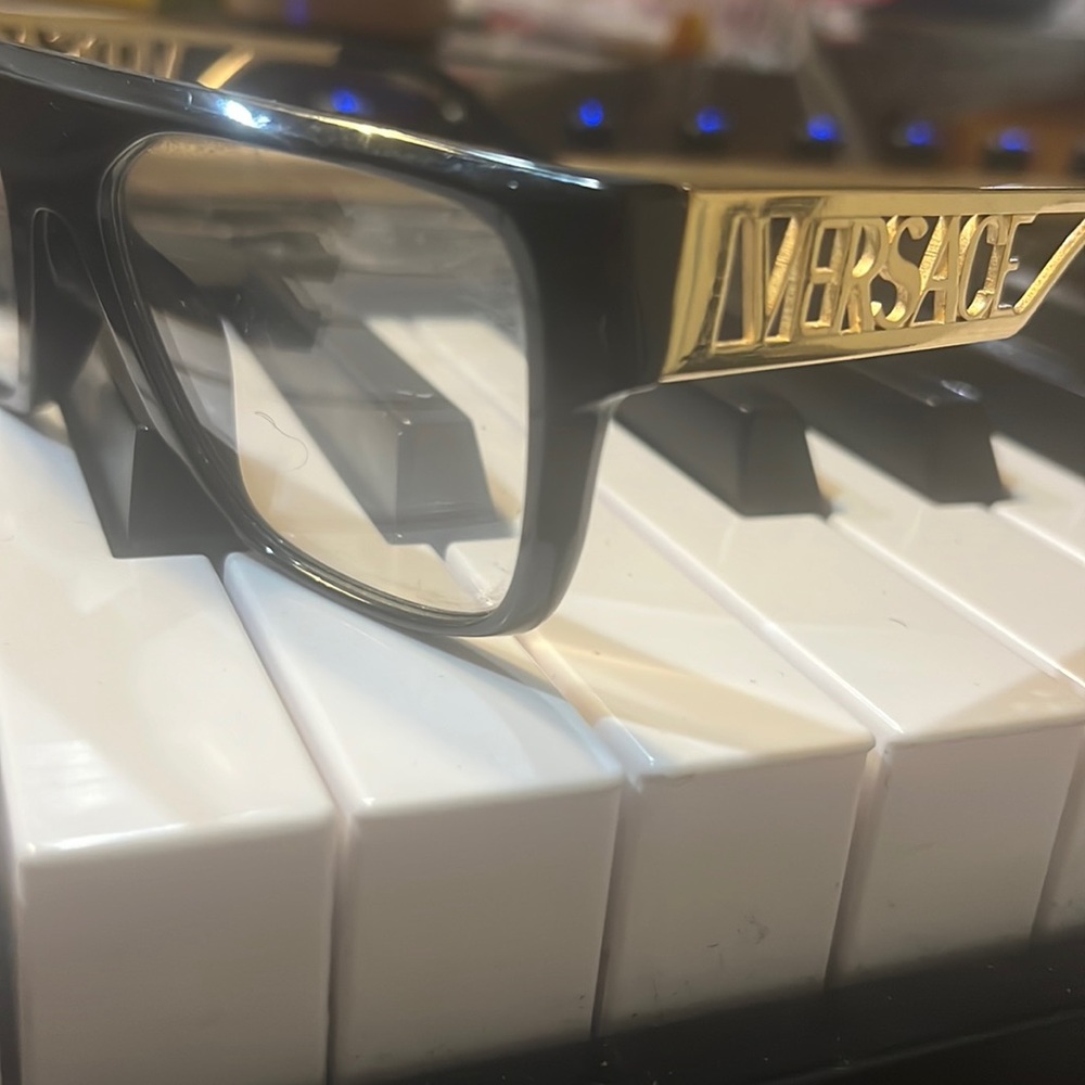 versace ve3326U GB1 men’s 53mm Black and Gold eyeglasses with case